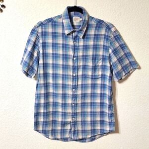Faherty Shirt Mens S Button Up Short Sleeve 100% Cotton Plaid w Pocket